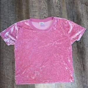 pink velvet shirt